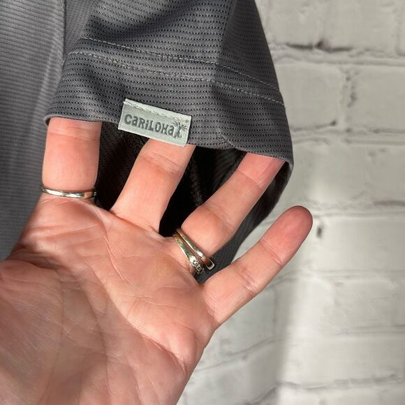 Cariloha Polo shirt Mens Large Gray Bamboo 4 Button Button Down Preppy Trendy - Picture 3 of 9